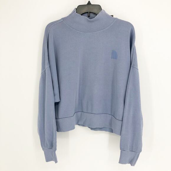 THE NORTH FACE Womens Sweatshirt Large Blue Garment Dyed Mock Neck NWT - Picture 4 of 11